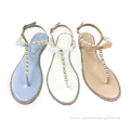 T-Strap Pearl Ballet Flat Sandals